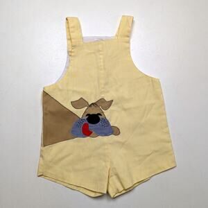 Vintage Samara Romper Boys Size 2T Yellow Dog Shortalls Jon Jon